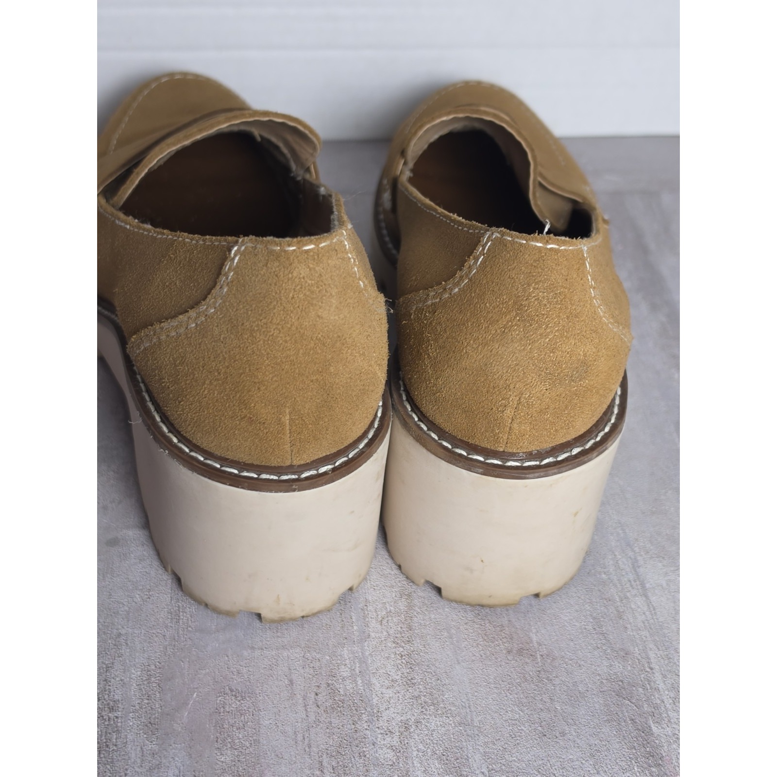 Y2k Style Lug Sole Platform Loafer Shoes Brown Suede Size 9m — image 4 of 8